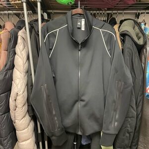 2X adidas jacket. Zip up. Black stripes on black. Petite length. Athleisure